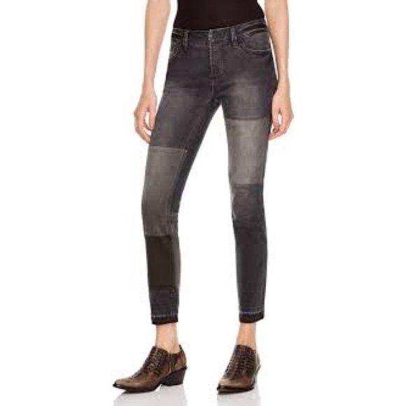 Free People Patched and Relaxed Skinny Camp Jean in Black - Picture 3 of 3